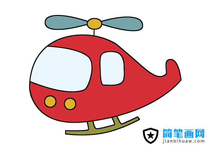 直升飛機簡筆畫步驟和上色