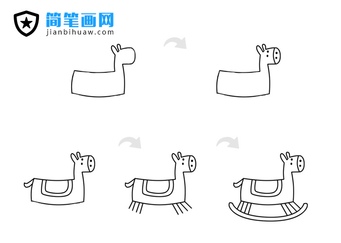 搖搖馬簡筆畫的畫法包含步驟
