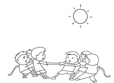 孩子們?cè)谕姘魏颖荣惖暮喒P畫圖片