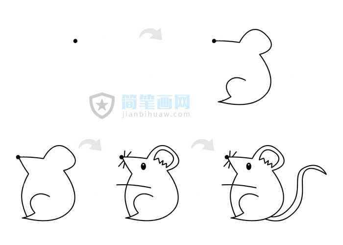老鼠簡筆畫的畫法步驟及上色圖片