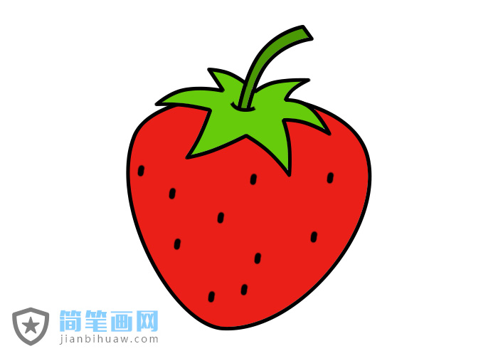 通紅香甜美味的草莓簡(jiǎn)筆畫上色及步驟圖片