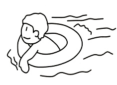 小孩在游泳的簡筆畫圖片