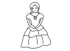 穿裙子的美女簡筆畫圖片