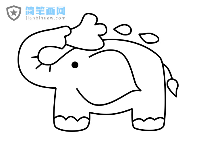 小象噴水簡(jiǎn)筆畫圖片帶顏色