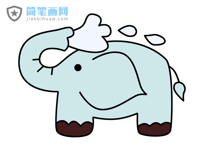 小象噴水簡(jiǎn)筆畫圖片帶顏色