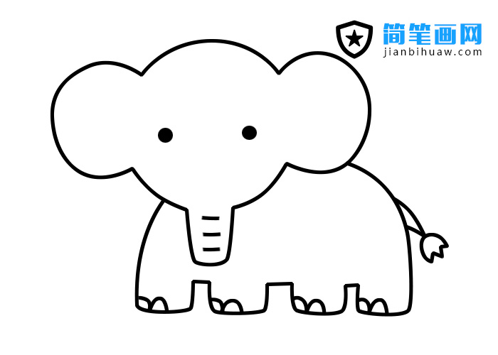 大象簡(jiǎn)筆畫分解步驟和上色教程