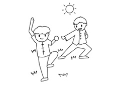 戶(hù)外打太極的簡(jiǎn)筆畫(huà)圖片