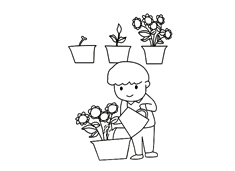 小男孩在澆花的簡(jiǎn)筆畫圖片