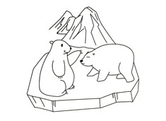 兩頭北極熊的簡筆畫圖片