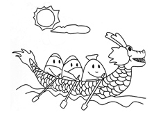 劃龍舟的簡筆畫圖片