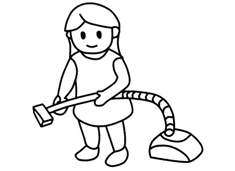 正在用吸塵器打掃衛(wèi)生的簡(jiǎn)筆畫圖片