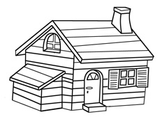 帶煙囪的小房子簡筆畫圖片