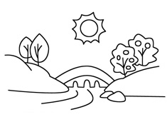 小橋流水簡(jiǎn)筆畫圖片