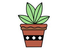 植物盆景簡(jiǎn)筆畫(huà)的法畫(huà)步驟和上色圖片