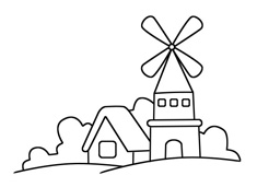 風(fēng)車小屋簡筆畫圖片