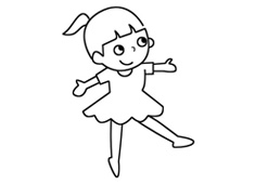 小女孩跳舞的簡筆畫圖片