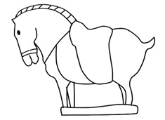 石馬雕塑簡(jiǎn)筆畫圖片