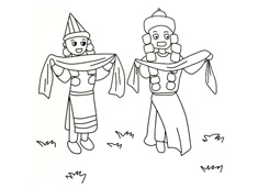 少數(shù)民族獻(xiàn)哈達(dá)的簡(jiǎn)筆畫(huà)圖片