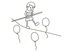 特技演員在表演走鋼絲的簡筆畫圖片