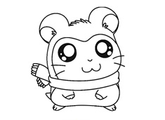 可愛的哈姆太郎簡筆畫圖片