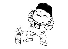 放鞭炮的小男孩簡筆畫圖片