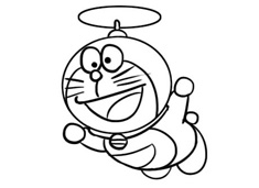 哆啦A夢飛行的機(jī)器貓簡筆畫圖片