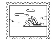 悉尼歌劇院郵票簡筆畫圖片含上色