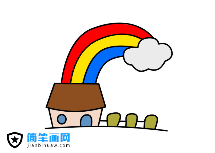彩虹房子簡(jiǎn)筆畫的畫法步驟及上色圖片