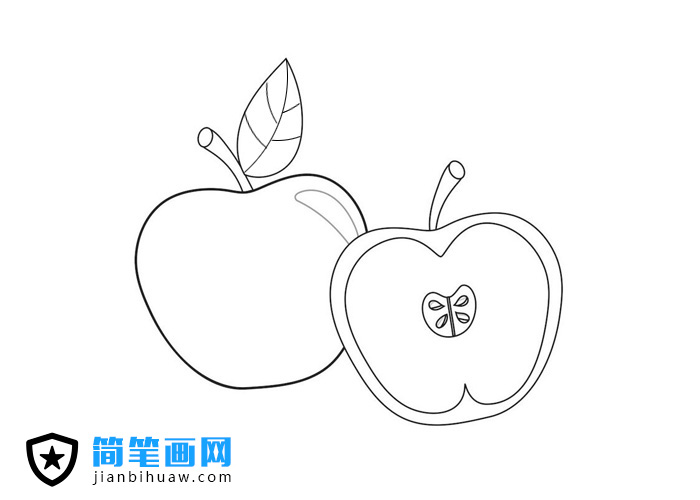 切開的小蘋果簡(jiǎn)筆畫圖片