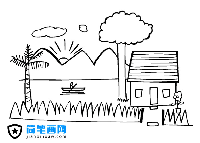 海邊小房子簡(jiǎn)筆畫(huà)圖片
