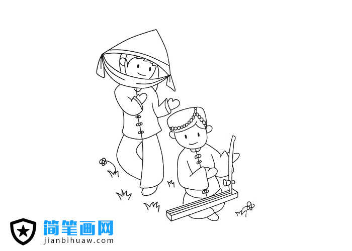 少數(shù)民族唱歌跳舞的簡(jiǎn)筆畫(huà)圖片