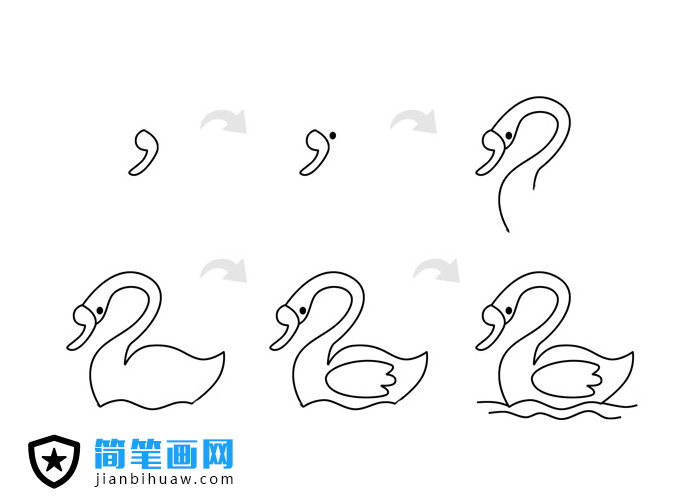 天鵝簡筆畫圖片包含步驟分解