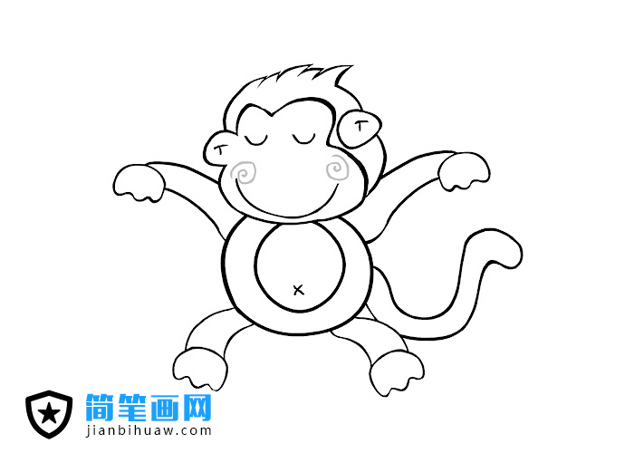 頑皮的小猴子簡(jiǎn)筆畫圖片
