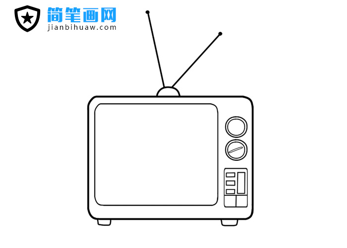 電視機簡筆畫圖片含上色