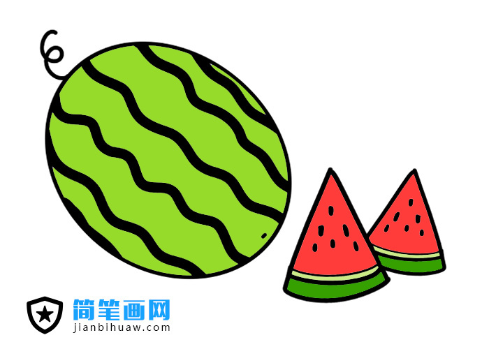 西瓜簡(jiǎn)筆畫圖片含上色