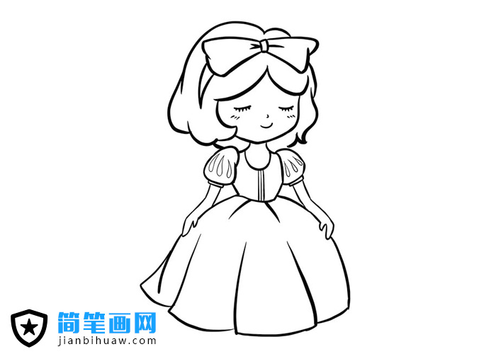 美麗的公主簡筆畫圖片含上色