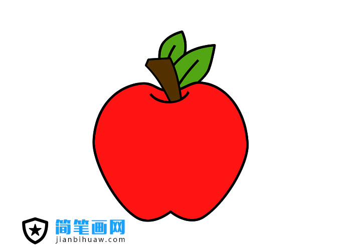 好吃好看的紅蘋(píng)果簡(jiǎn)筆畫(huà)圖片含上色