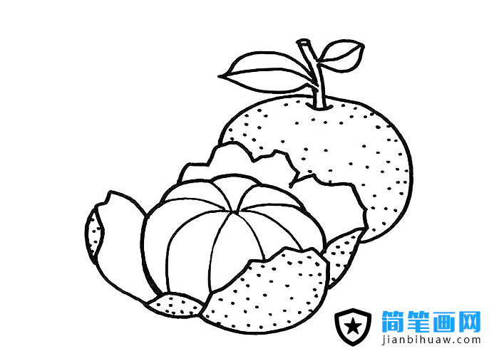 剝開皮的橘子簡筆畫圖片
