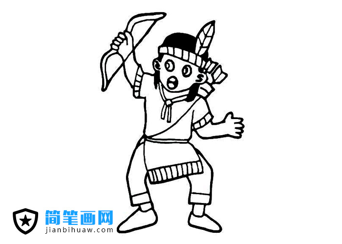 印第安人射箭的簡(jiǎn)筆畫圖片