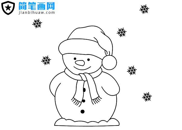 冬天戴帽子的雪人簡(jiǎn)筆畫圖片
