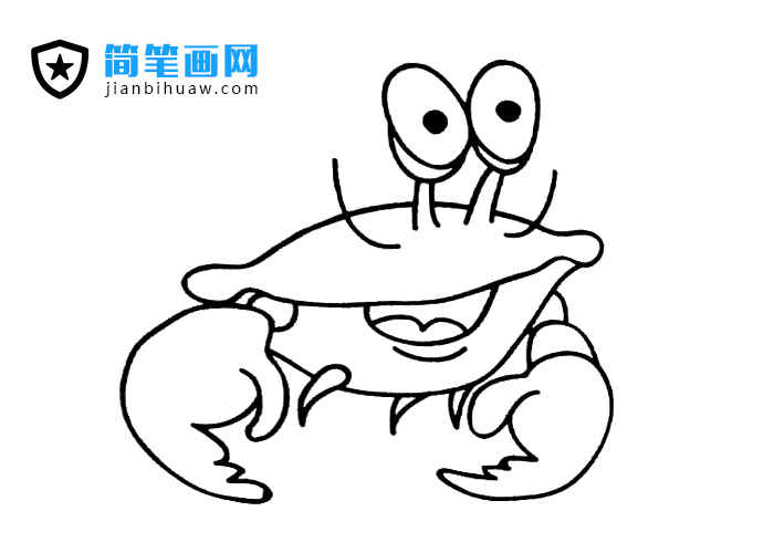 一只大眼睛螃蟹簡(jiǎn)筆畫(huà)圖片