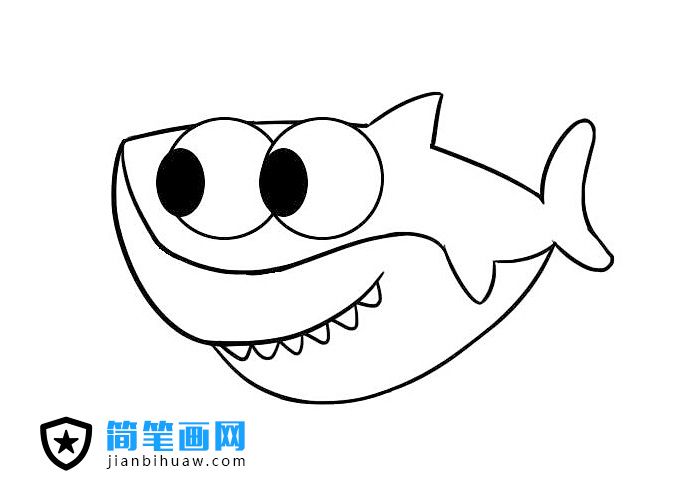 大鯊魚簡筆畫圖片含上色