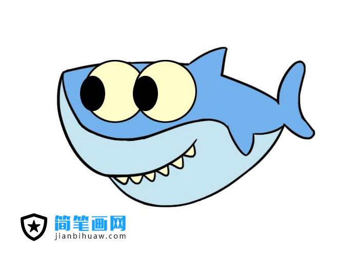 大鯊魚簡筆畫圖片含上色