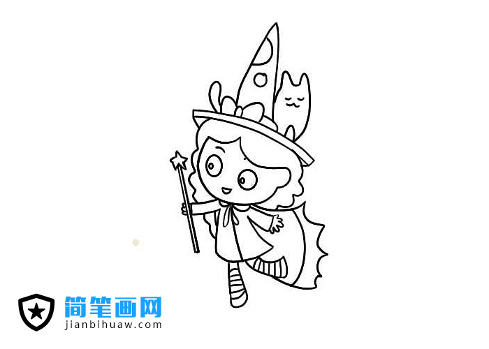 小魔女簡(jiǎn)筆畫(huà)圖片含上色