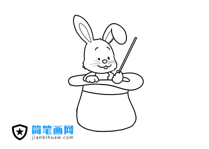 藏在帽子里的小白兔簡筆畫圖片