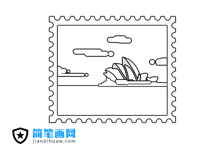 悉尼歌劇院郵票簡筆畫圖片含上色