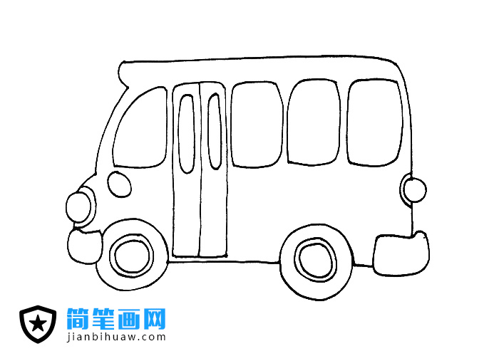 卡通美式校車簡筆畫圖片