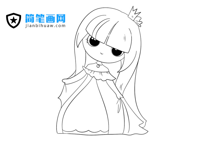 漂亮的小公主簡筆畫圖片