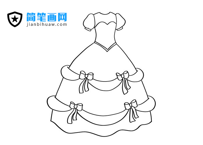 漂亮的花裙子蝴蝶結(jié)裙子簡筆畫圖片