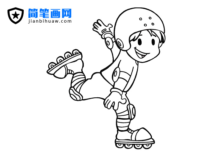 小朋友玩滑輪鞋的簡筆畫圖片